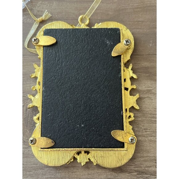 ST. Nicholas Square Enamel Gold Ornament Frame 4x3" Ornate Floral Rhinestones - Picture 6 of 7